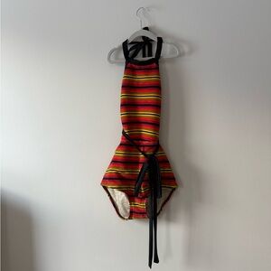 Free People free-est Heidi Printed Surf One-Piece Sunrise Stripe pattern Small